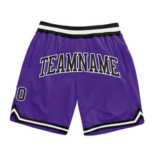 Load image into Gallery viewer, Custom Purple Black-White Authentic Throwback Basketball Shorts