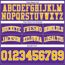 Load image into Gallery viewer, Custom Purple Gold-White Authentic Throwback Basketball Shorts