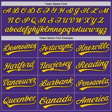 Load image into Gallery viewer, Custom Purple Black-Gold Authentic Baseball Jersey