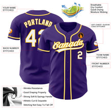 Load image into Gallery viewer, Custom Purple White-Gold Authentic Baseball Jersey