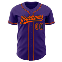 Load image into Gallery viewer, Custom Purple Black-Orange Authentic Baseball Jersey