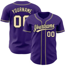 Load image into Gallery viewer, Custom Purple City Cream-Black Authentic Baseball Jersey