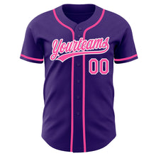 Load image into Gallery viewer, Custom Purple Pink-White Authentic Baseball Jersey