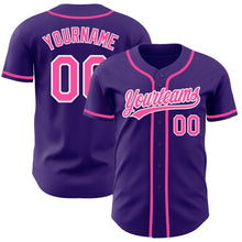 Load image into Gallery viewer, Custom Purple Pink-White Authentic Baseball Jersey
