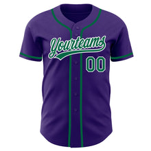 Load image into Gallery viewer, Custom Purple Kelly Green-White Authentic Baseball Jersey