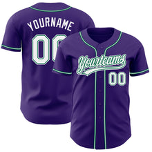 Load image into Gallery viewer, Custom Purple White-Kelly Green Authentic Baseball Jersey