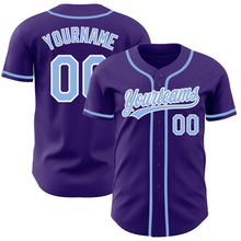 Load image into Gallery viewer, Custom Purple Light Blue-White Authentic Baseball Jersey
