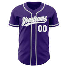 Load image into Gallery viewer, Custom Purple White-Gray Authentic Baseball Jersey
