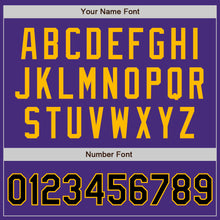 Load image into Gallery viewer, Custom Purple Black Pinstripe Black-Gold Authentic Baseball Jersey