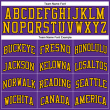 Load image into Gallery viewer, Custom Purple Black Pinstripe Black-Gold Authentic Basketball Jersey