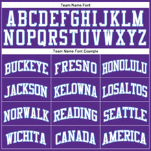 Load image into Gallery viewer, Custom Purple White Pinstripe White-Light Blue Authentic Basketball Jersey