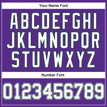 Load image into Gallery viewer, Custom Purple White Green-Gray Authentic Throwback Basketball Jersey