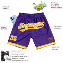 Load image into Gallery viewer, Custom Purple Gold-White Authentic Throwback Basketball Shorts