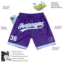 Load image into Gallery viewer, Custom Purple White-Light Blue Authentic Throwback Basketball Shorts