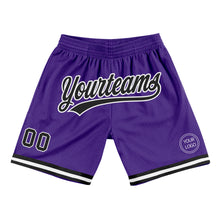 Load image into Gallery viewer, Custom Purple Black-White Authentic Throwback Basketball Shorts
