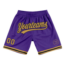 Load image into Gallery viewer, Custom Purple Old Gold-Black Authentic Throwback Basketball Shorts
