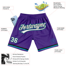 Load image into Gallery viewer, Custom Purple White Black-Teal Authentic Throwback Basketball Shorts