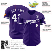 Load image into Gallery viewer, Custom Purple White Authentic Baseball Jersey