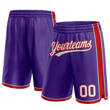 Load image into Gallery viewer, Custom Purple White-Red Authentic Basketball Shorts