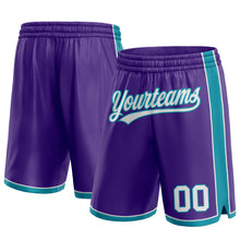 Load image into Gallery viewer, Custom Purple White-Teal Authentic Basketball Shorts