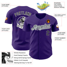 Load image into Gallery viewer, Custom Purple Black Silver-White Authentic Baseball Jersey