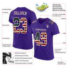 Load image into Gallery viewer, Custom Purple Vintage USA Flag-City Cream Mesh Authentic Football Jersey
