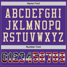 Load image into Gallery viewer, Custom Purple Vintage USA Flag-City Cream Mesh Authentic Football Jersey