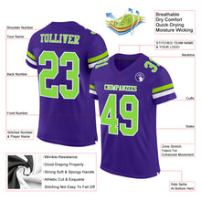 Load image into Gallery viewer, Custom Purple Neon Green-White Mesh Authentic Football Jersey