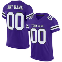 Load image into Gallery viewer, Custom Purple White-Black Mesh Authentic Football Jersey