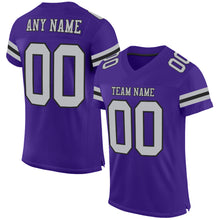 Load image into Gallery viewer, Custom Purple Gray-Black Mesh Authentic Football Jersey