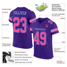 Load image into Gallery viewer, Custom Purple Pink-Light Blue Mesh Authentic Football Jersey