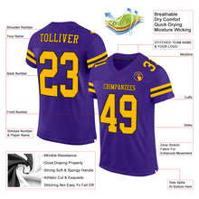 Load image into Gallery viewer, Custom Purple Gold-Black Mesh Authentic Football Jersey
