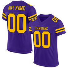 Load image into Gallery viewer, Custom Purple Gold-Black Mesh Authentic Football Jersey