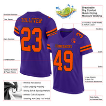 Load image into Gallery viewer, Custom Purple Orange-Black Mesh Authentic Football Jersey