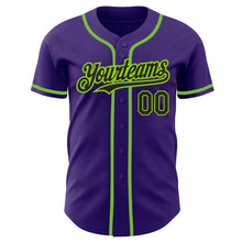 Load image into Gallery viewer, Custom Purple Black-Neon Green Authentic Baseball Jersey
