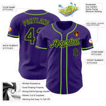 Load image into Gallery viewer, Custom Purple Black-Neon Green Authentic Baseball Jersey