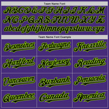 Load image into Gallery viewer, Custom Purple Black-Neon Green Authentic Baseball Jersey