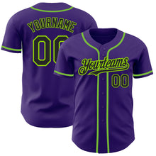 Load image into Gallery viewer, Custom Purple Black-Neon Green Authentic Baseball Jersey