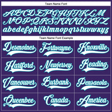 Load image into Gallery viewer, Custom Purple White-Teal Hockey Lace Neck Jersey