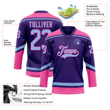 Load image into Gallery viewer, Custom Purple Light Blue-Pink Hockey Lace Neck Jersey