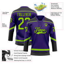 Load image into Gallery viewer, Custom Purple Neon Green-Black Hockey Lace Neck Jersey