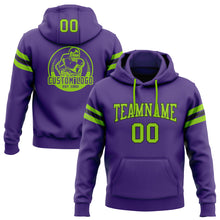 Load image into Gallery viewer, Custom Stitched Purple Neon Green-Black Football Pullover Sweatshirt Hoodie