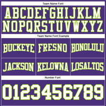 Load image into Gallery viewer, Custom Stitched Purple White-Neon Green Football Pullover Sweatshirt Hoodie