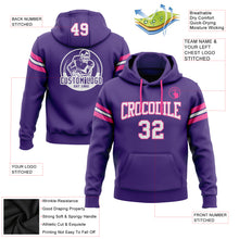 Load image into Gallery viewer, Custom Stitched Purple White-Pink Football Pullover Sweatshirt Hoodie