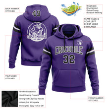 Load image into Gallery viewer, Custom Stitched Purple Black-White Football Pullover Sweatshirt Hoodie