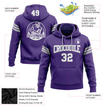 Load image into Gallery viewer, Custom Stitched Purple White-Gray Football Pullover Sweatshirt Hoodie