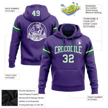 Load image into Gallery viewer, Custom Stitched Purple White-Kelly Green Football Pullover Sweatshirt Hoodie