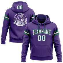Load image into Gallery viewer, Custom Stitched Purple White-Kelly Green Football Pullover Sweatshirt Hoodie
