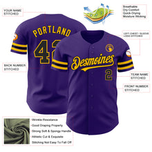 Load image into Gallery viewer, Custom Purple Black-Gold Authentic Baseball Jersey