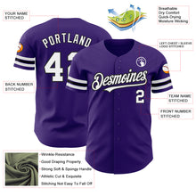 Load image into Gallery viewer, Custom Purple White-Black Authentic Baseball Jersey